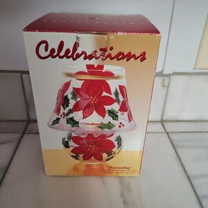 Celebrations Mini Candle 7" Poinsettia Candle Holder and Shade,  NEW